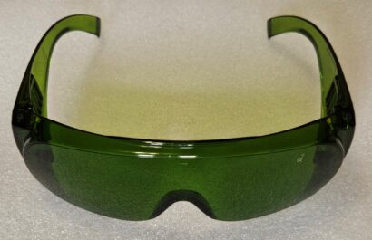 Front view of green laser glasses